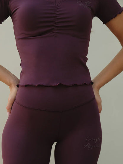 LFA Berry Ultra Flex Ruche V Neck Top