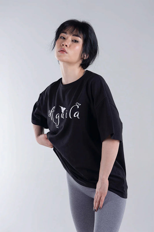 AGUILA COZYVIBE BLACK LADIES OVER SIZE TSHIRT