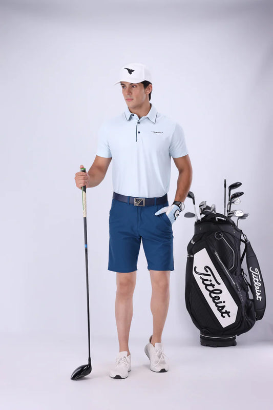 AGUILA NECTAR PALE BLUE C STRIPE GOLF POLO