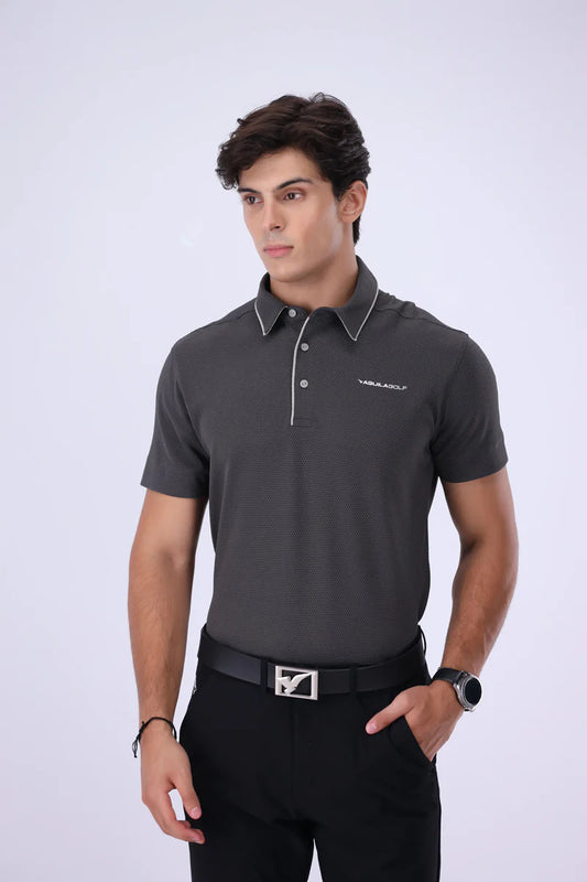AGUILA NECTAR SMOKE GREY C STRIPE GOLF POLO