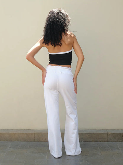 LFA White Terry Signature Logo Wide Leg Pants