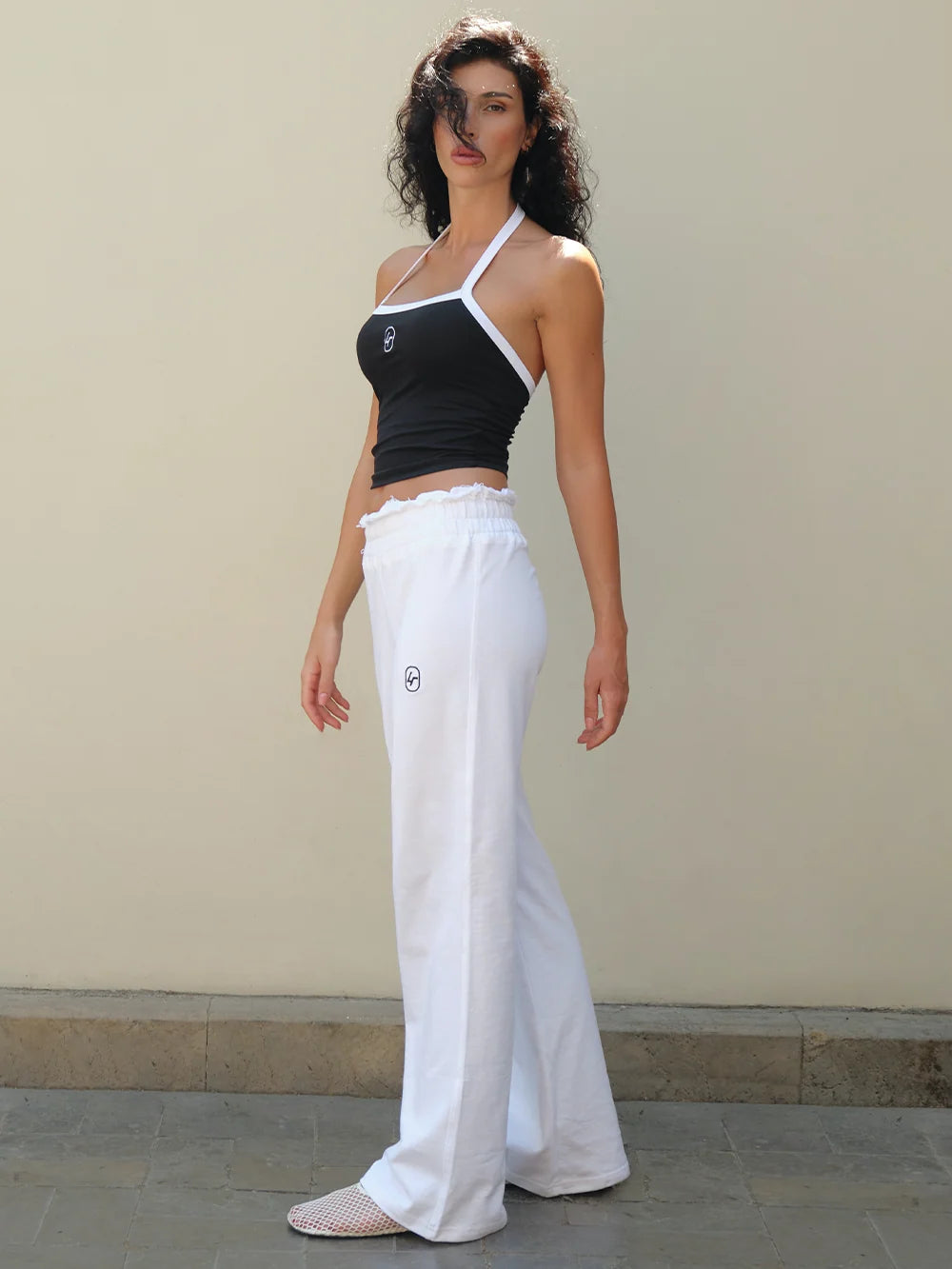 LFA White Terry Signature Logo Wide Leg Pants