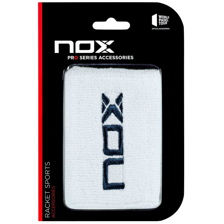 NOX BLISTER WRISTBAND WHITE (LOGO IN BLUE)