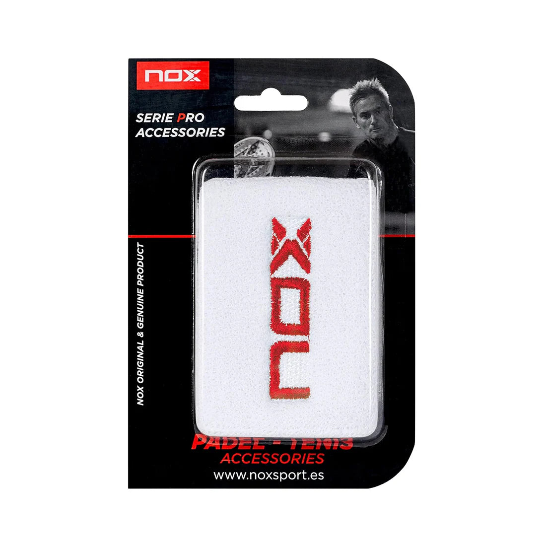 NOX BLISTER WRISTBAND WHITE (LOGO IN RED)
