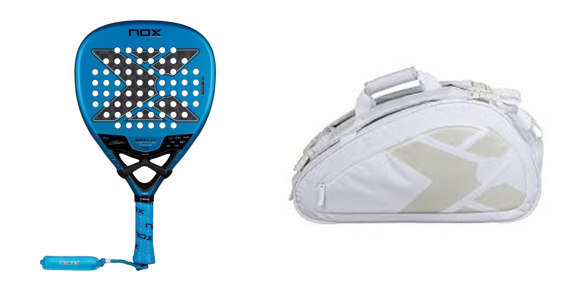 NOX EA10 Ventus Attack racket with AT10 Team White padel bag